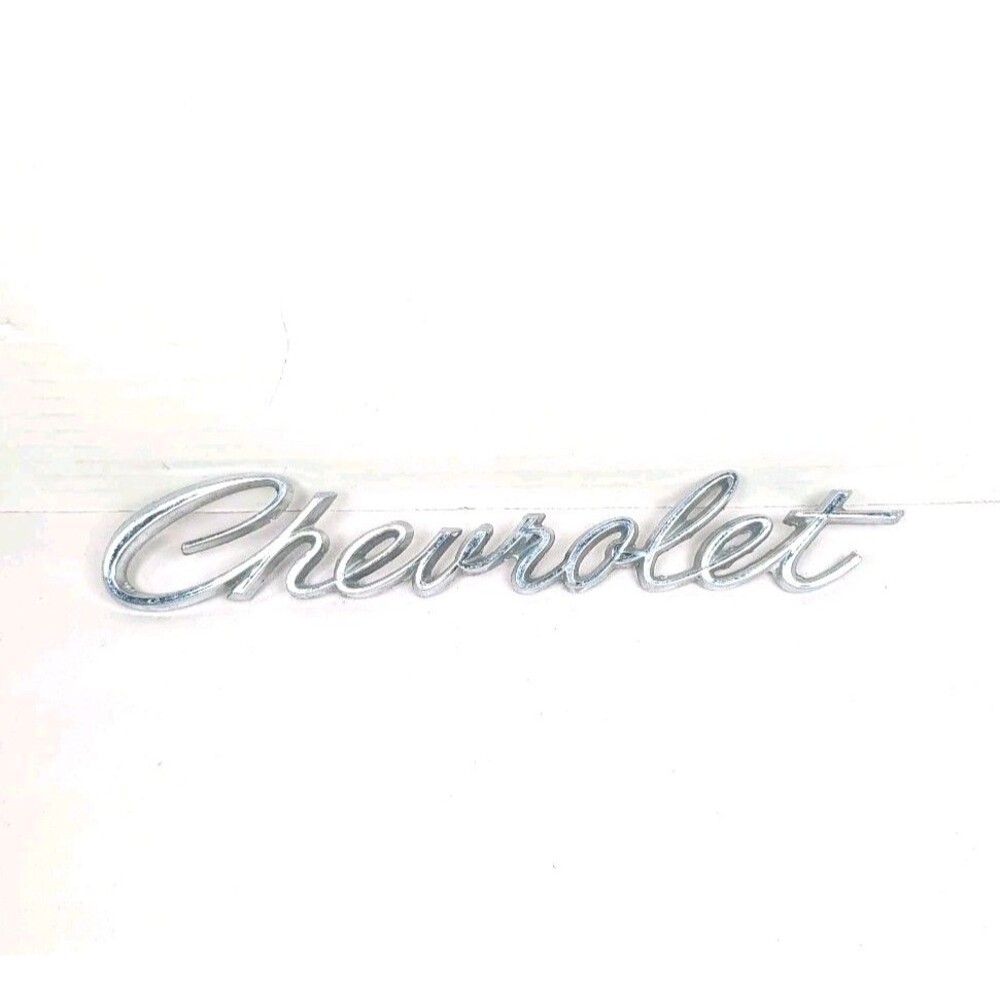 Vintage Metal Chevrolet Script Emblem Nameplate Logo Badge Ornament